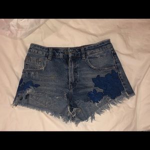 Zara floral embroidered shorts